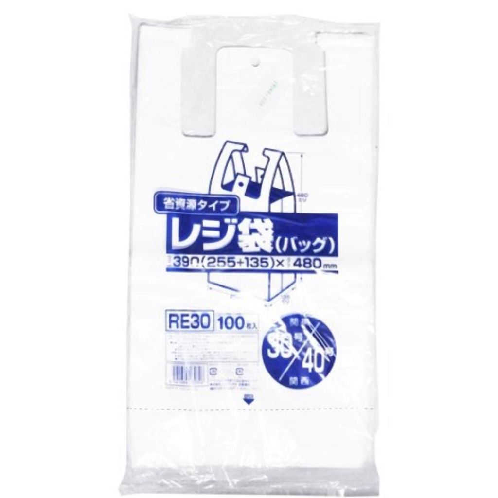 省資源レジ袋東30西40号100枚入HD乳白 RE30 〔まとめ買い(30袋×5ケース)合計150袋セット〕 38-375【代引不可】【北海道・沖縄・離島配送不...