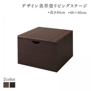 国産 収納付きデザイン美草畳リビングステージ 〔風凛〕フーリン 畳ボックス収納 60×60cm（半畳×1） ハイタイプ（高さ40cm） 〔畳色〕セピア【北海道・沖縄・離島配送不可】