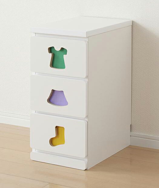 小さいうちからお片付けの習慣が身に付く知育チェスト 〔mapache〕マパーチェ 3杯タイプ 女の子向け 子供用 収納家具 たんす【北海道・沖縄・離島配送不可】