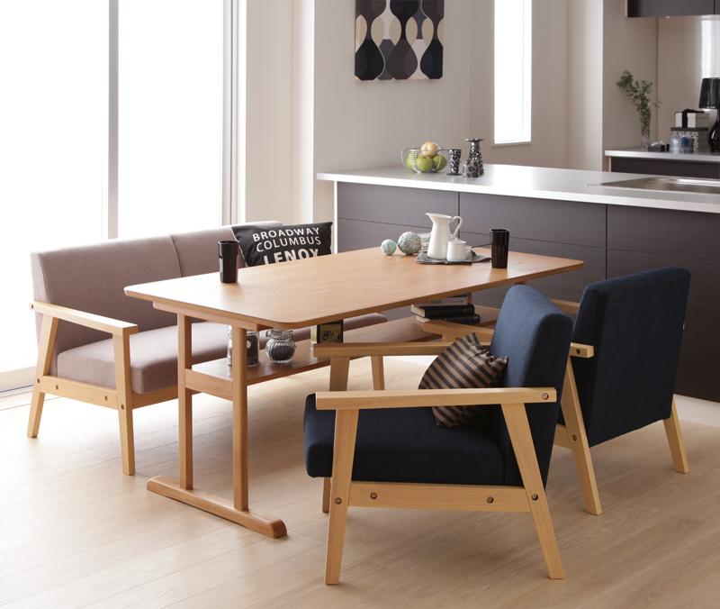 モダンデザイン ソファダイニングセット 〔HARPER〕ハーパー/4点W150セット(テーブルW150＋1Pサイズソファ×2＋2Pサイズソファ×1) 〔1Pソファ〕グレー×〔2Pソファ〕グレー 【北海道・沖縄・離島配送不可】