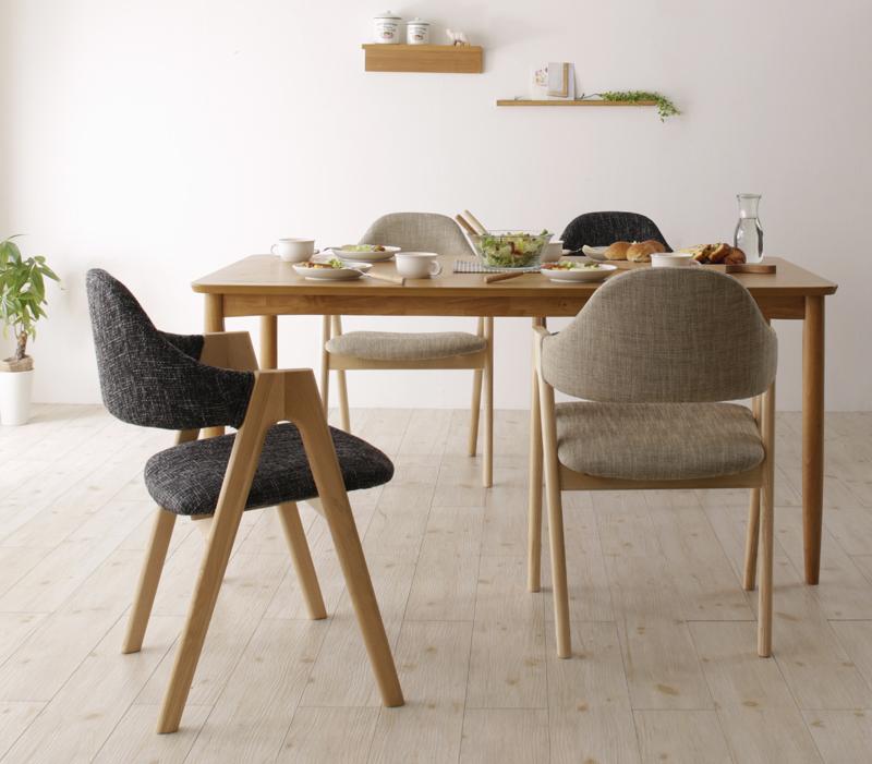 天然木　北欧ナチュラルデザイン　ダイニング　〔Tiffin〕ティフィン　5点セット(テーブル＋チェア×4)..
