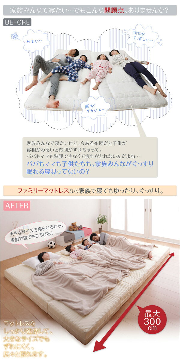 厚さが選べる 寝心地も満足なひろびろファミリーマットレス セミシングル 厚さ6cm 【北海道・沖縄・離島配送不可】 [3]
