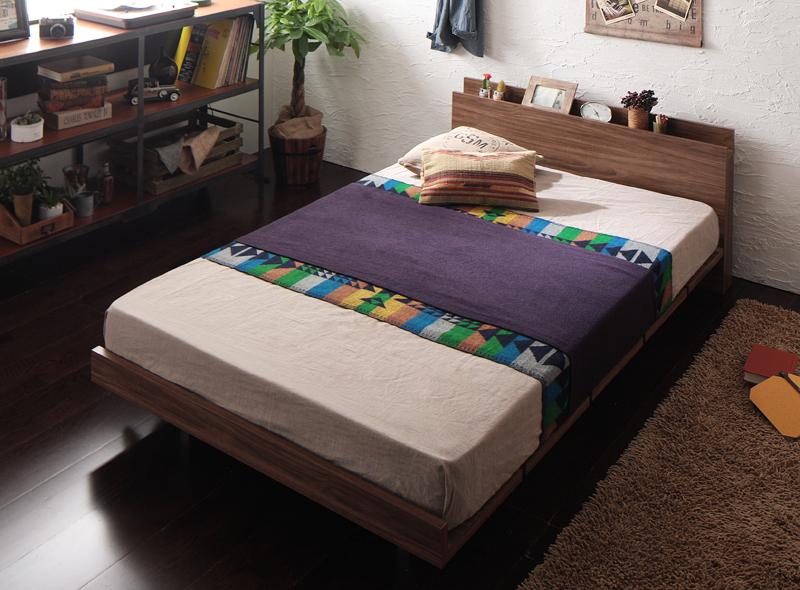 〔組立設置料込み〕棚・コンセント付き モダンデザイン ローベッド 〔Tschues〕チュース 〔スタンダー..