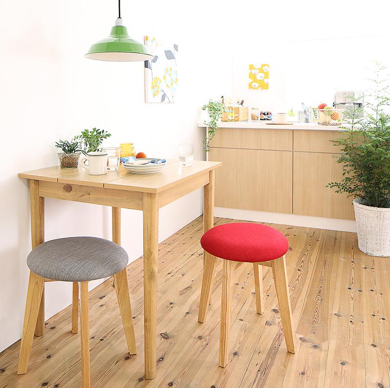 1Kでも置ける 横幅68cm コンパクトダイニングシリーズ 〔idea〕イデア 3点セット(テーブルW68+スツール2脚) 〔テーブル色〕ナチュラル 〔座面色〕ライトグレー2脚 【北海道・沖縄・離島配送不可】