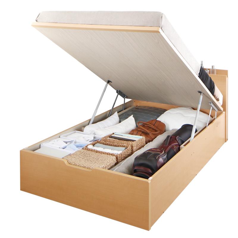 〔組立設置料込み〕国産 跳ね上げ収納ベッド 〔Renati-NA〕レナーチ ナチュラル 〔薄型スタンダードボ..