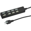 ヤザワ 個別スイッチ付節電タップ 4個口 2m 黒 HBKS442BK