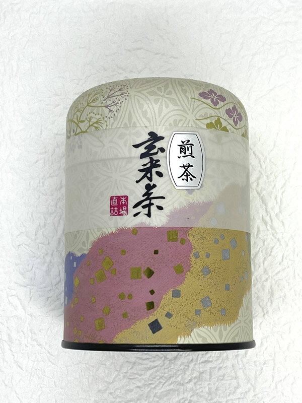 【あす楽】 「かわいい缶入煎茶玄米茶（白）」 煎茶 玄米茶 