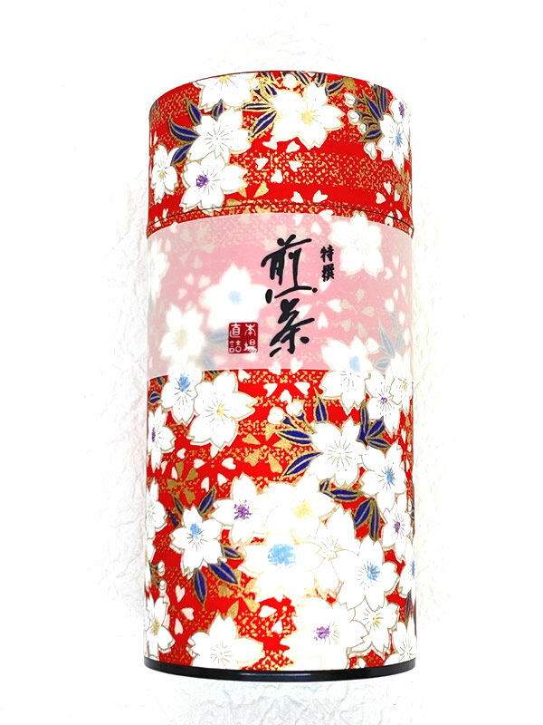 宇治茶 【あす楽】 「宇治煎茶 桜舞う（赤）」 煎茶 茶筒入り 130g 専門店 ふじや茶舗 特上 高級 高品質 宇治茶 茶葉 緑茶 お茶 日本茶 京都 老舗 贈り物 ギフト プレゼント 御祝 御礼 内祝 母の日 父の日 敬老の日 お中元 お歳暮 無添加 おしゃれ 缶 茶筒 桜柄 海外配送