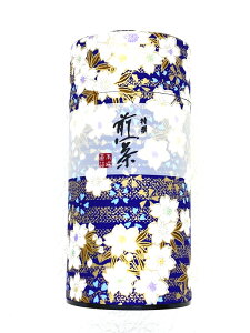 【あす楽】 「宇治煎茶 桜舞う(青)」 煎茶 茶筒入り 130g 専門店 ふじや茶舗 特上 高級 高品質 宇治茶 茶葉 緑茶 お茶 日本茶 京都 老舗 贈り物 ギフト プレゼント 御祝 御礼 内祝 母の日 父の日 敬老の日 お中元 お歳暮 無添加 おしゃれ 缶 茶筒 桜柄 海外配送