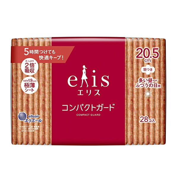 エリス コンパクトガード（多い昼～ふつうの日用）羽つき 20.5cm 28コ入×3パック(SH)