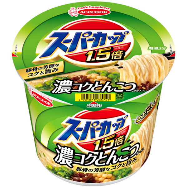 エースコック スーパーカップ1.5倍とんこつラーメン 111g×12個入り(1ケース)（KT）