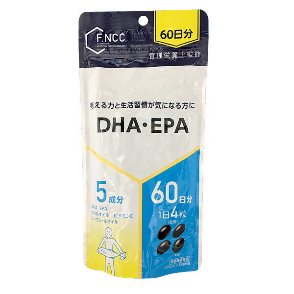 ※ご注意ください！！ご注文いただいてからのお取り寄せとなります。 ●商品の改訂により商品のデザイン、パッケージに記載されている内容と異なる場合があります。 【商品の特徴】 考える力と生活習慣が気になる方に ■名称 DHA・EPA含有加工食品 ■原材料名 DHA含有精製魚油（国内製造）、EPA含有精製魚油、ハープシールオイル、クリルエキス/ゼラチン（豚由来）、 グリセリン、抽出ビタミンE、カラメル色素 ■栄養成分表示 4粒2.16gあたり エネルギー：16.76kcal タンパク質：0.34g 脂質：1.67g（n-3系脂肪酸：0.6g） 炭水化物：0.10g 食塩相当量：0.001g ビタミンE：55.7mg 脂肪酸組成（DHA）:523mg 脂肪酸組成（EPA）:112mg 脂肪酸組成（DPA）:1.0mg ■内容量 129.6g(240粒×1粒の重量540mg、1粒の内容量350mg) ■賞味期限 パッケージに記載 ■保存方法 高温多湿及び直射日光を避けて保存してください ■原産国 日本 ■注意 ●乳幼児の手の届かないところに置いてください。 ●食物アレルギーのある方は、原材料を確認してください。 ●治療中、妊娠・授乳中の方は召し上がる前に医師と相談してください。 ●食品のため衛生的な環境で取り扱ってください。 ●開封後は開封口をしっかり閉めて保存してください。 ●1日の摂取目安量を基準に、過剰摂取にならないように注意してください。 ●体に異常を感じた場合は直ちに使用を中止してください。 ●原材料の特性上、カプセルの表面に斑点があったり、色調が異なる場合がございますが、品質に問題はございません。 ■商品区分 栄養機能食品(ビタミンE、n−3系脂肪酸) 食生活は、主食、主菜、副菜を基本に、食事のバランスを。 ■栄養機能表示 ●ビタミンEは、抗酸化作用により、体内の脂質を酸化から守り、細胞の健康維持を助ける栄養素です。 ●n−3系脂肪酸は、皮膚の健康維持を助ける栄養素です。 本品は、特定保健用食品と異なり、 消費者庁長官による個別審査を受 けたものではありません。 本品は、多量摂取により、疾病が治癒したり、より健康が増進 するものではありません。 1日の摂取目安量を守ってください。 ■召し上がり方 栄養機能食品として1日4粒を目安にそのまま水などと一緒に召し上がりください。 ■販売者 日野薬品工業株式会社　滋賀県蒲生郡日野町上野田119 お問合せ先　0570-011-881　受付時間：9:00〜17:00（土・日・祝日・休業日を除く） ■広告文責 株式会社富士薬品　0120-51-2289