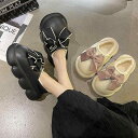 スリッポン 厚底 シューズ レディース 裏起毛 内ボア もこもこ かわいい リボン サンダル ソックスシューズ 秋 冬 靴 韓国風 大きいサイズ 黒 アイボリー 茶色 緑 暖かい くつ クツ 無地 ゴツい 撥水 ルームシューズ カジュアル つっかけ