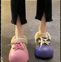 スリッポン もこもこ サンダル シューズ かわいい 裏起毛 内ボア 厚底 スリッパ フラット 靴 レディース キラキラ グラデーション ピンク 青 紫 紐あり 暖かい つっかけ くつ クツ ルームシューズ 冷え性 寒さ 対策 ルーズ