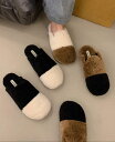 スリッパ もこもこ ルームシューズ 室内 サンダル かわいい 暖かい ふわふわ ボア バイカラー 黒 白 カーキ 無地 レトロ おしゃれ 屋内 シューズ くつ 靴 秋 冬 モコモコ あたたかい つっかけ カジュアル ママ 部屋着