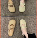 サンダル パンプス レディース 丸い コロン ラウンドトゥ シューズ かわいい シンプル ベージュ アプリコット 無地 ぺたんこ ローヒール レトロ スリッポン スリッパ 軽量 履きやすい おしゃれ つっかけ PUレザー くつ 靴 クツ
