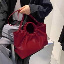 レディースバッグ ショルダーバッグ 肩掛け ハンドバッグ レッド プリーツ かわいい 大容量 手持ち 女性 ウェディングバッグ フレンチ ニッチ 個性的 フリル アメリカン トートバッグ 鞄 カバン かばん