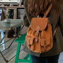 バッグ 韓国 レディースバッグ バックパック 女性 つや消し 外出 リュック 肩掛け リュックサック PUレザー バケツ型 茶色 ブラウン 大容量 ライトブラウン シンプル かわいい レディース ポケット 人気 単色 秋 冬