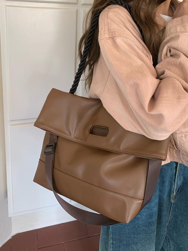 レディースバッグ A4 大容量 ショルダーバッグ 韓国 かっこいい かわいい PUレザー かばん カバン 横長 正方形 黒 茶色 シンプル レトロ ブラウン ソフトレザー 通勤 トートバッグ 肩掛け 斜め掛け クロスボディバッグ 秋 冬 新しいのサムネイル