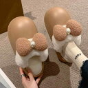 ルームシューズ もこもこ スリッパ 室内 サンダル リボン ファー かわいい ボア 裏起毛 暖かい 個性的 韓国風 黒 茶色 ベージュ 履きやすい 軽い 屋内 シューズ くつ 靴 部屋着 ルームサンダル 無地 寒さ 冷え性 対策 厚底 プレゼント ギフト
