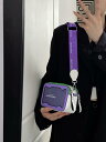 ショルダーバッグ 個性的 バイカラー 斜めがけ 肩がけ バック 紫 緑 黒 ピンク カラフル 四角 スクエア型 ミニ バッグ クロスボディ ボディバッグ メッセンジャーバッグ カジュアル 可愛い PUレザー 革 鞄 カバン おしゃれ 横型 小さい