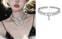 ネックレス アクセサリー ジュエリー ペンダント レディース 女性用 ストーン イミテーション シルバー オールシーズン フリーサイズ キラキラ 豪華 ゴージャス 個性的 存在感 主役級 おしゃれ きれいめ エレガント 20代 結婚式 かわいい モテ