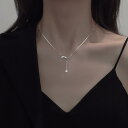 ネックレス レディース ロング ドロップ 雫 しずく シルバー調 ラインストーン ストーン シンプル 鎖骨 チェーン 華奢 繊細 上品 エレガント フェミニン きれいめ キラキラ デート おでかけ プレゼント ギフト ペンダント