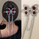 バレッタ ヘアクリップ レディース女性用 ヘアアクセサリー ホワイト レッド フラワー バタフライ ローズ パール ラインストーン パヴェ きらきら パーティー ディナー エレガント ゴージャス 結婚式 かわいい オシャレ 春夏 秋 冬 合金