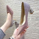 パンプス ポインテッドトゥ ハイヒール シューズ 靴 レディース 女性用 チャンキーヒール クラッシュデザイン シルバー シャンパン ラメ キラキラ 結婚式 ウエディング パーティー イベント ディナー かわいい かっこいい ゴージャス 春夏 秋 冬