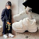 スポーツシューズ スニーカー 白 厚底 運動靴 可愛い 合成皮革 子供用 キッズ ランニングシューズ シンプル 白 女の子 男の子 ボーイ ガール かわいい かっこいい おしゃれ 軽量 やわらかい 靴 カジュアル 厚底 学生 スクール おでかけ