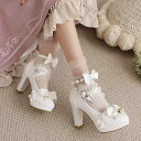 おでこ靴 パンプス シューズ ハイヒール レース リボン イミテーションパール 女性用 レディース かわいい 可愛い 個性的 存在感 主役級 ロリータ ロリィタ 量産型 イベント ライブ 握手会 推し活 女子会 ホワイト 白 ピンク ブラック 黒