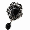 黒 白 クリスタル ビジュー バッジ アクセサリー高級感 宮殿 おしゃれ かっこいい アジアン エスニック 個性的 ブローチ きれいめ おでかけ オフィス パーティー 合金 フォーマル ジュエリー レディース 女性 かわいい 結婚式 二次会
