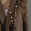 チェーン スター 太陽 ブローチ クリスタル ジュエリー タッセル 女性用 コサージュ アクセサリー レディース 女性 かわいい おしゃれ きれいめ おでかけ オフィス 女子会 パーティー フォーマル 高級感 合金 個性的 かっこいい ラインストーン
