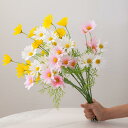 造花 イミテーションフラワー 花束 ブーケ ピンク イエロー ホワイト 花瓶付 カモミール デイジー 小菊 ディスプレイ デコレーション オブジェ インテリア 撮影用 小道具 飾り リビング 玄関 装飾品 かわいい フェミニン ガーリー リアル(3)