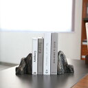 ブックエンド ブックスタンド 本立て 仕切り 樹脂製 岩 石 ブラック ホワイト 2個セット 卓上収納 デスク整理 おしゃれ 重厚感 シック かっこいい ハイセ...