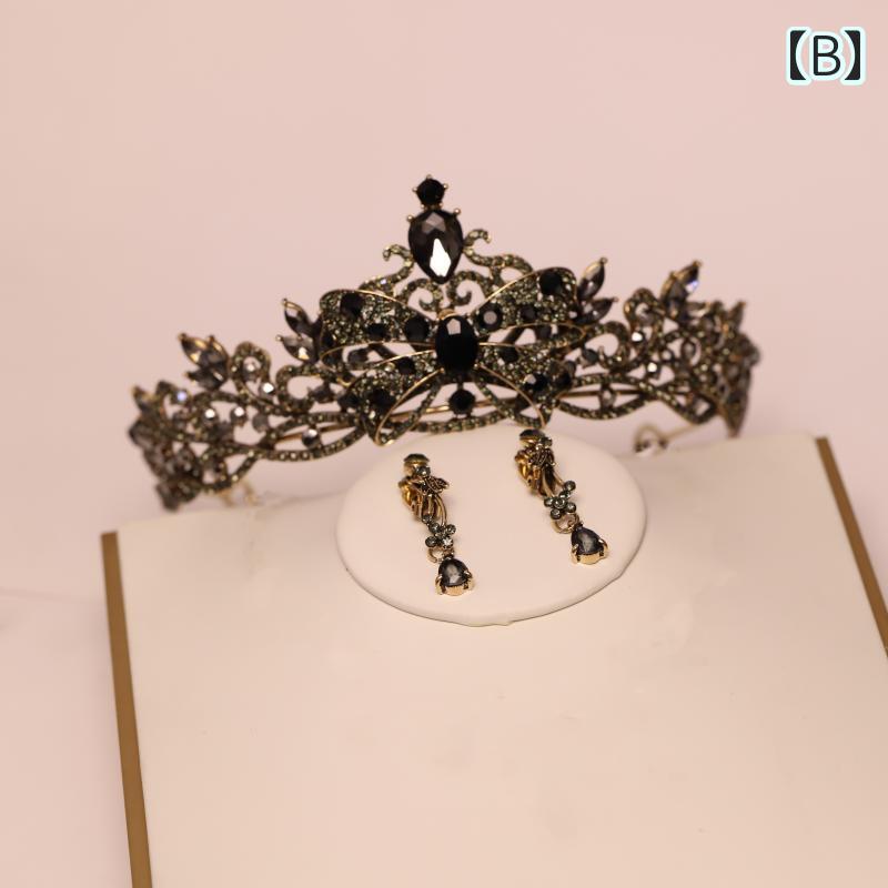 フジヤ商店楽天市場店のティアラ ヘッドドレス ヘアアクセサリー 王冠 女性用 レディース ブラック シルバー リボン パヴェ ラインストーン 大粒 キラキラ ウェディング 結婚式 ブライダル パーティー イベント 主役 プリンセス かわいい きれい 豪華 ゴージャス 高級感｜アングル3