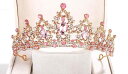 ティアラ ヘッドドレス ヘアアクセサリー 王冠 子供用 女の子 ゴールド ピンク イヤリング ネックレス セット パヴェ ラインストーン キラキラ お誕生日 お...