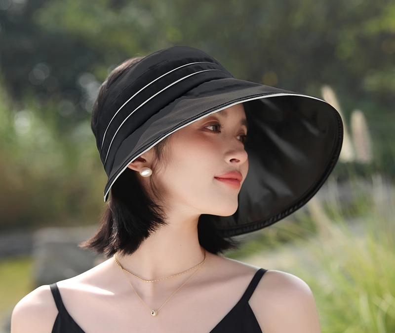 つば広ハット 帽子 サンハット サンバイザー 女性用 レディース カーキ ベージュ ブラック ピンク 通気性 紫外線カット 日除け UVカット 日焼け防止 小顔...