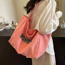 トートバッグ バッグ 鞄 肩掛け 手提げ 2way レディース 女性用 スクエア 春夏 ロゴ 英字 キャンバス 紫 白 シンプル カジュアル 大容量 A4 ファスナー ポケット 普段使い個性的 存在感 主役級 こなれ感 抜け感 おしゃれ かわいい 学生
