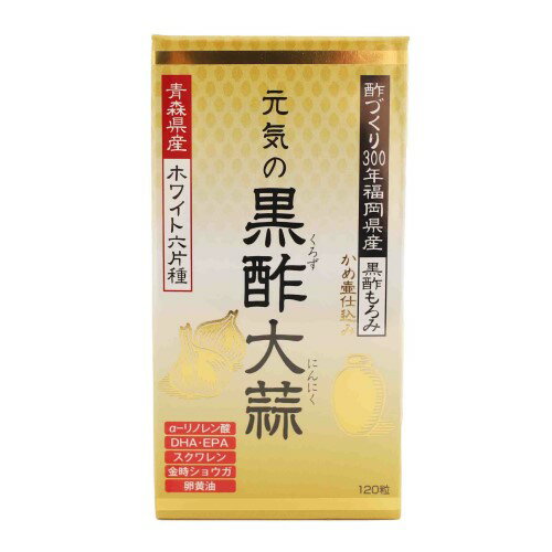 元気の黒酢大蒜 (120粒)リノレン酸 DHA・EPA スクワレン 金時ショウガ 卵黄油 リノレン酸 にんにく　く..