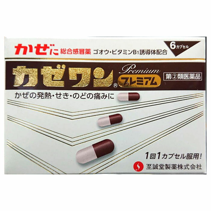 【指定第2類医薬品】カゼワン プレミアム（6カプセル） 風邪薬 かぜ薬 悪寒 発熱 頭痛 置き薬 配置薬 常備薬 奈良 至…