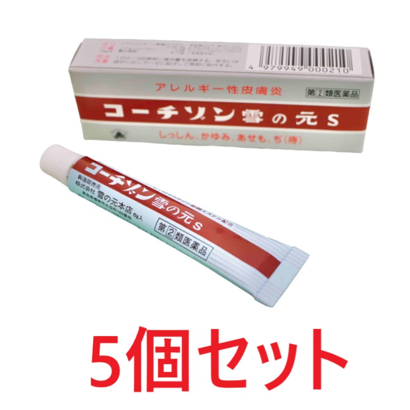 楽天くすりと酵素酢の健康学園【指定第2類医薬品】コーチゾン雪の元S（6g）5個セット しっしん ひび あかぎれ かゆみ止め 置き薬 配置薬 常備薬 奈良 雪の元