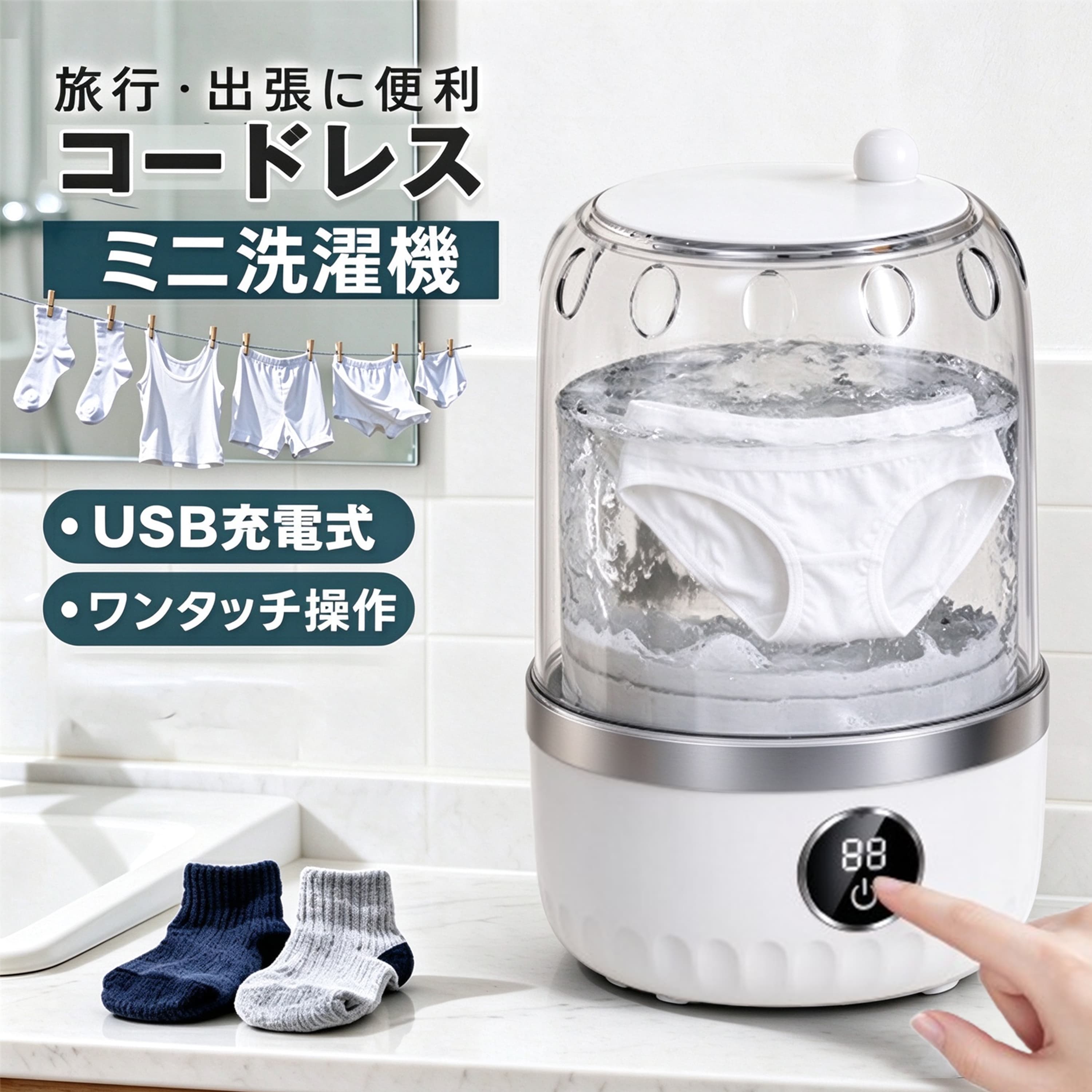 【10/15 まで先着5名10％OFF クーポン+P5】ミニ洗濯機 コードレス ミニランドリー 仕分け洗い 分け洗い 小型洗濯機 …