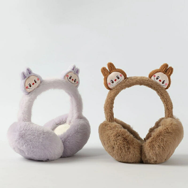 LABUBU(ラブブ) ファー イヤーマフ - 冬 防寒 防風 かわいい キャラクター 耳あて 毛糸 耳カバー ギフト