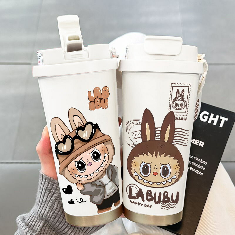 LABUBU(ラブブ) 真空断熱タンブラー 大容量 316ステンレス 2WAY飲み口 - ストロー付き 車載 コーヒー ..