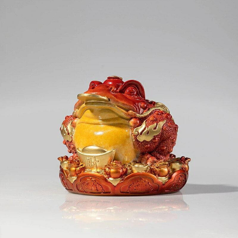 金蟾献瑞 彩銅 置物 黄銅 工芸品 茶寵 茶玩 招財 開運 風水 縁起物 元宝 銅銭 金蟾 オブジェ インテリア 玄関 飾り 家庭用 オフィス用 ギフト クリス...