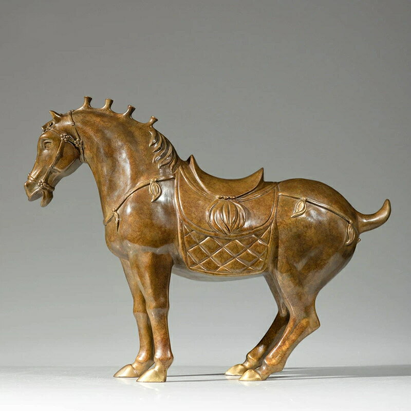 盛世唐馬 彩銅 置物 黄銅 工芸品 唐式 馬像 インテリア オブジェ 家庭用 オフィス用 開業祝い 引越し祝い 商務ギフト 書斎 玄関 飾り 高級銅器 クリスマ...