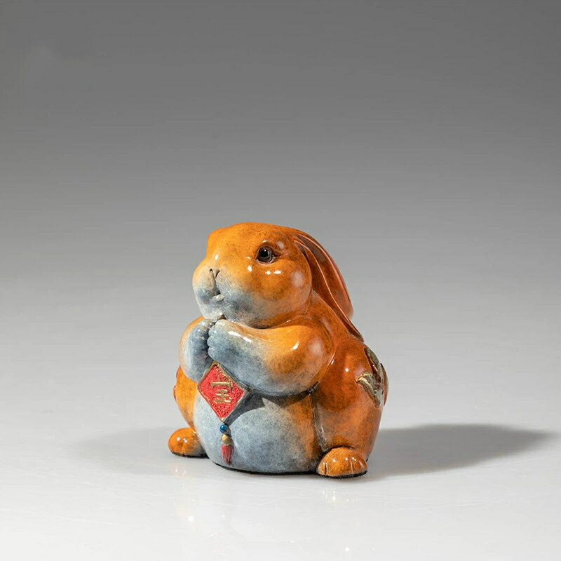 吉祥 うさぎ 黄銅 擺件 干支 兔子 吉祥物 銅 工芸品 書斎 寝室 装飾品 家居 彩銅 伝統典雅風 開運 招財 インテリア 贈答品 高級感 クリスマス 御歳暮...