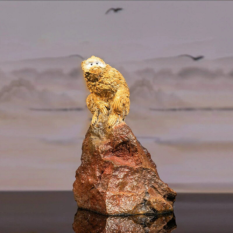 金猴 報喜 黄銅 猴子 擺件 書斎 客間 玄関 彩銅 工芸品 石猴 彫刻 開運 吉祥 置物 縁起物 新年 贈答品 ビジネス ギフト クリスマス 御歳暮 お歳暮 ...