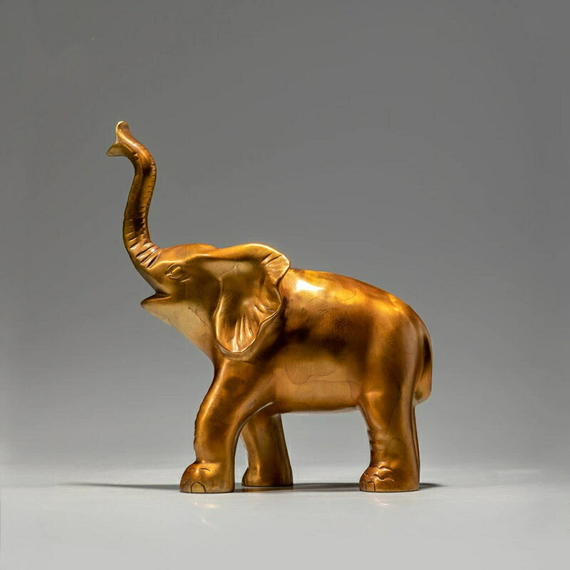 吉祥 铜象 黄銅 擺件 長鼻子 大象 铜器 オフィス 客廳 玄関 デスク 卓上 装飾品 銅雕 工芸品 開業 乔遷 新居...